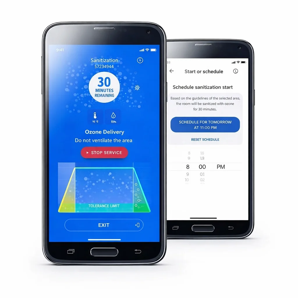 TEXA AIR2 SAN air sanitization app on a phone